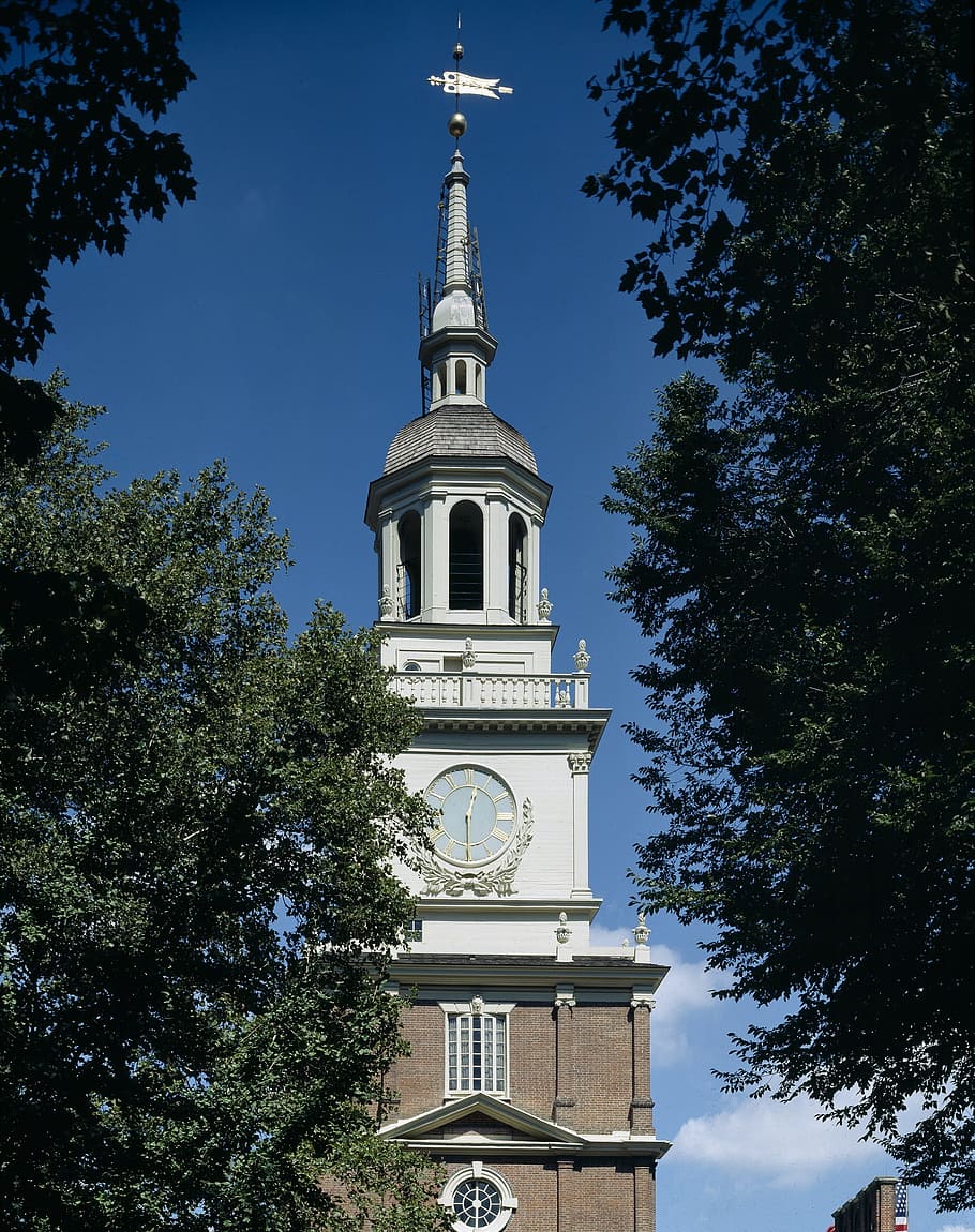 independence hall, steeple, tower, historic, architecture, philadelphia, pennsylvania, colonial, usa, declaration of independence