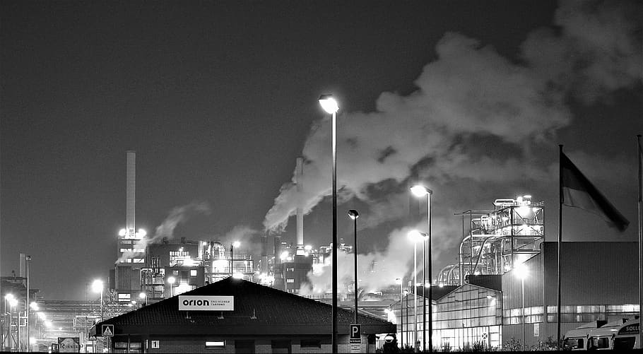 chemistry, co2, pollution, chimney, factory, industry, smoke, exhaust, industrial plant, fireplace