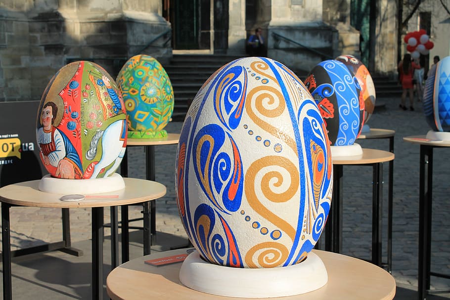 easter eggs, exhibition, the painted eggs, pysanka, sunday, holiday, painted eggs, easter egg, ukraine, table