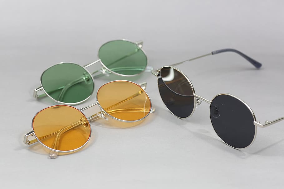 glasses, sunglasses, fashion, still life, white background, indoors, personal accessory, studio shot, multi colored, close-up