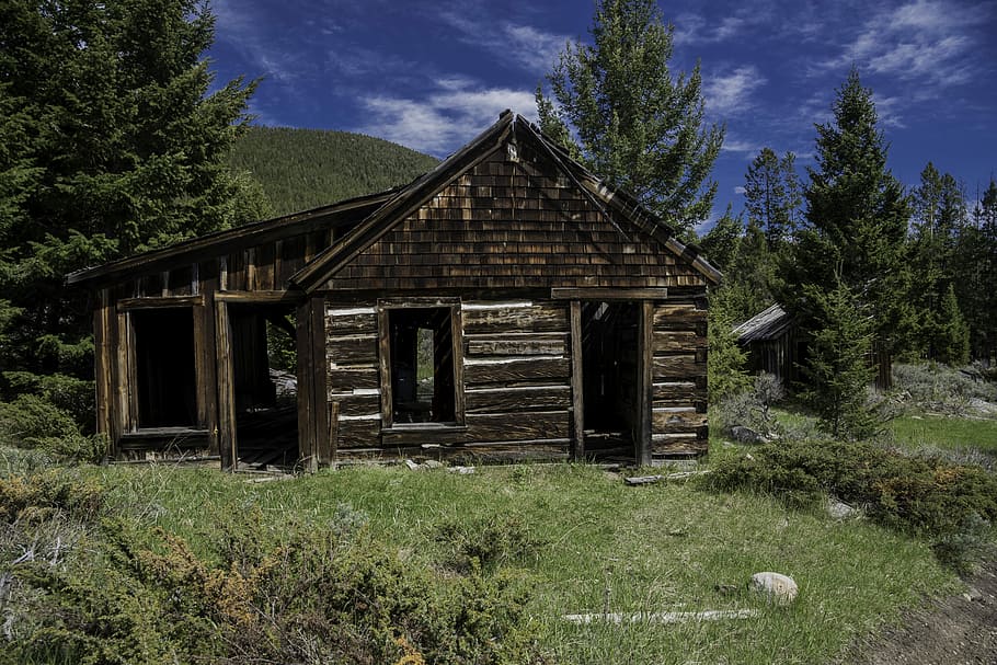 Old, Rustic, Cabin, Elkhorn, abandoned, building, house, montana, public domain, rustic cabin