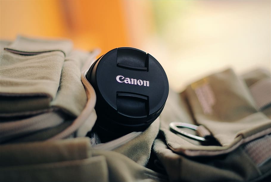 selective, focus, black, canon telephoto lens, brown, bag, Canon, Camera, National Geographic, canon, camera