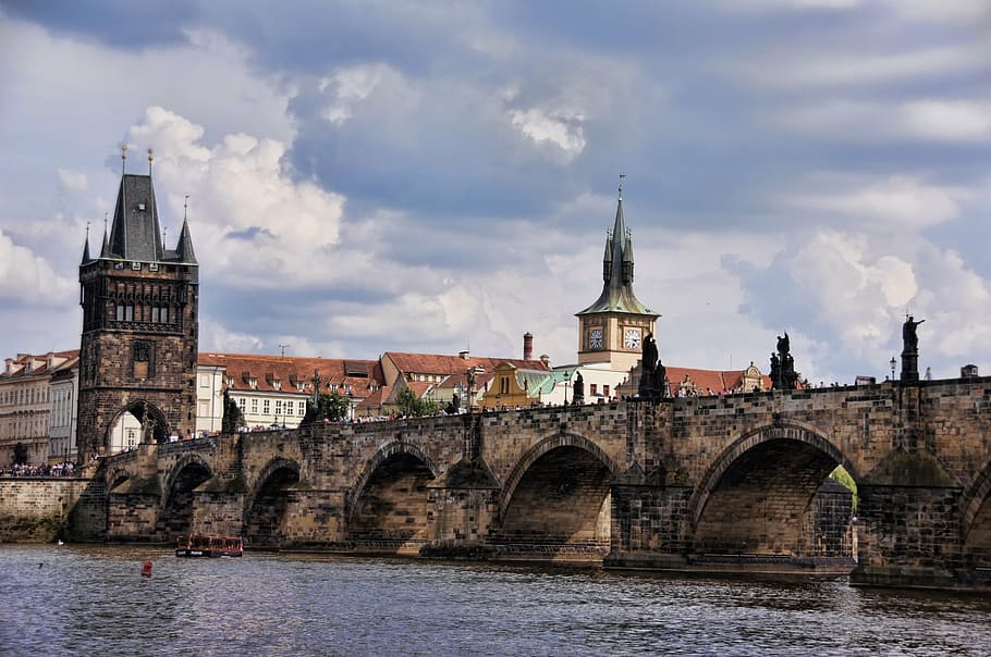charles bridge, moldova, river, prague, stone bridge, czech republic, historically, bridge, water, old town