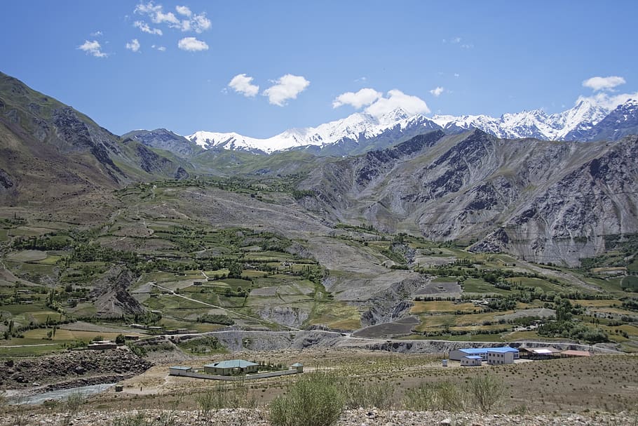 tajiquistão, província de mountain-badakhshan, pamir, altas montanhas, rio pandsch, vale pandsch, paisagem, montanhas, rio, água