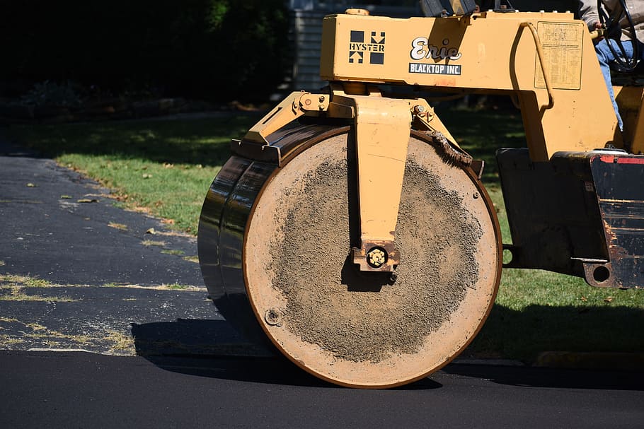 pave, roller, road, equipment, paving, asphalting, asphalt, machinery, steamroller, wheel