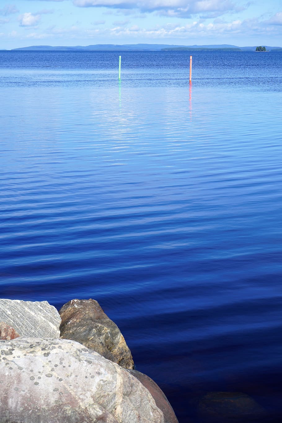 Finlandia, lago, olas, agua, mar, roca, azul, roca - objeto, belleza en la naturaleza, día