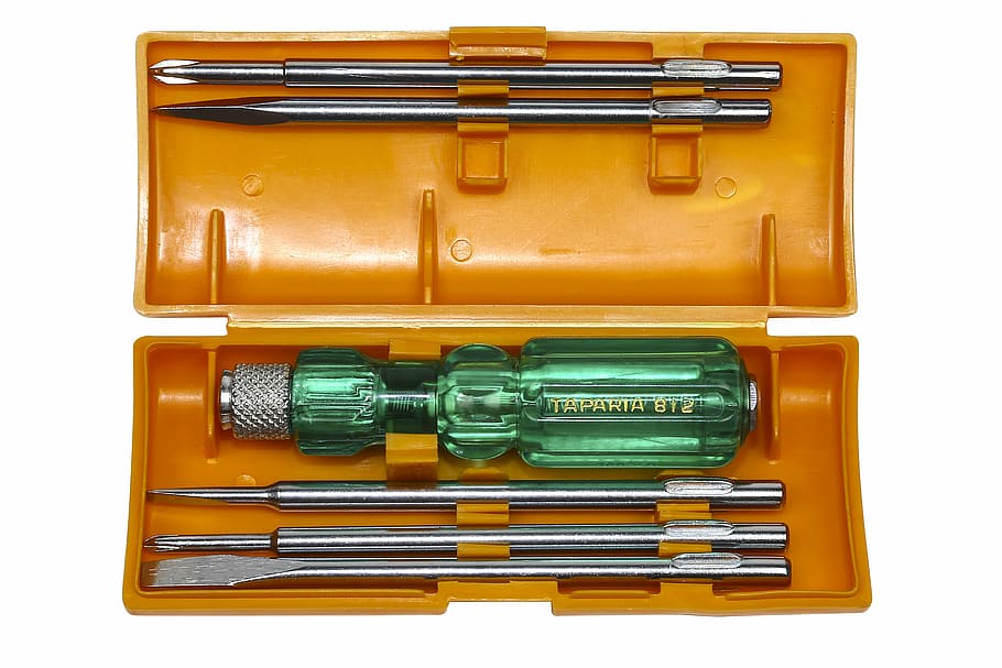 green, handle, screwdriver kit, brown, case, tools, tool box, toolbox, box, equipment