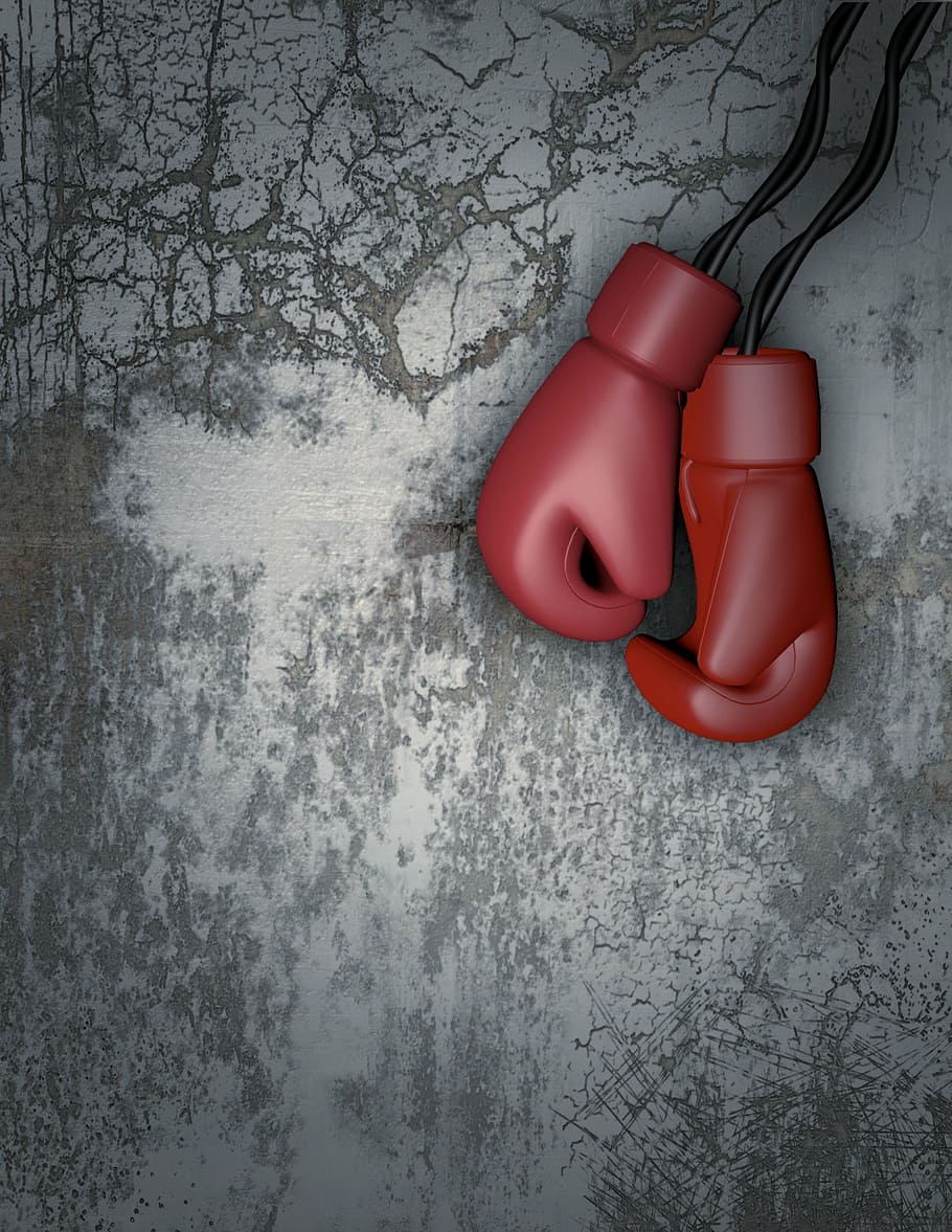 red, training gloves earbuds, boxing gloves, wall, box, kick boxing, fight, muay thai, indoors, wallpaper
