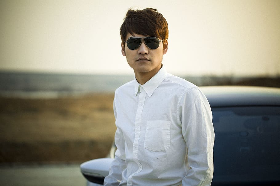 man, wearing, aviator-style sunglasses, white, dress shirt, people, model, glasses, creative shooting, taobao