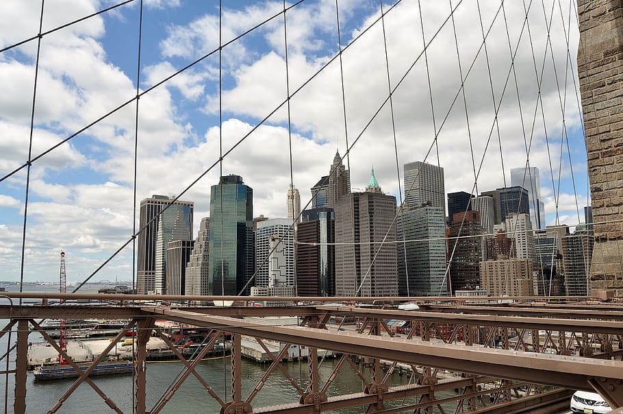 Bridge, Manhattan, Brooklyn, New York, brooklyn, new york, architecture, downtown, view, skyscraper, york