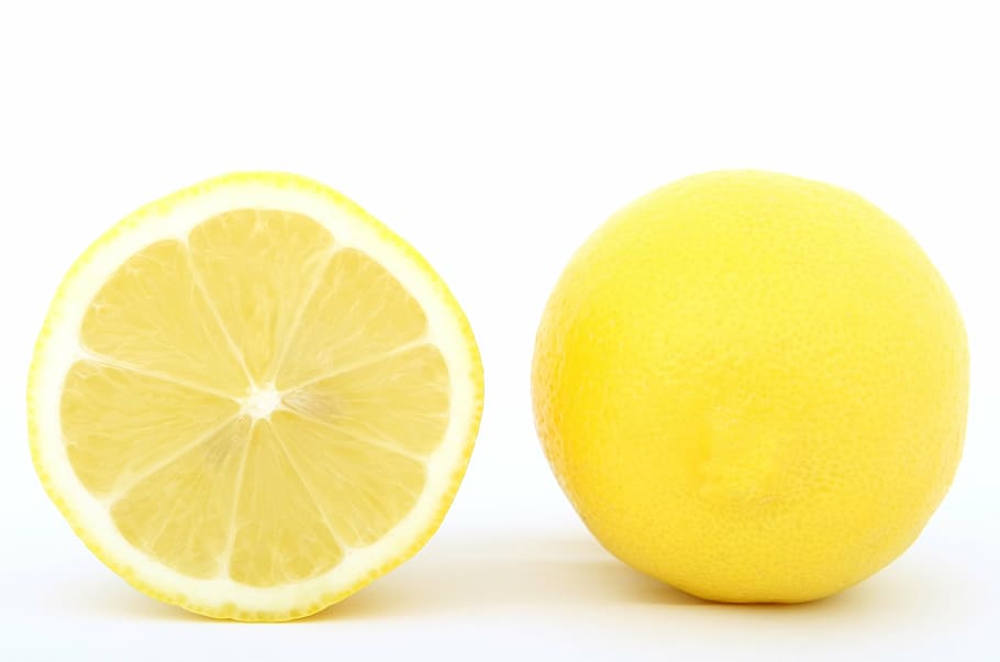 irisan buah lemon, latar belakang, pahit, sarapan, cerah, c, katering, closeup, close-up, warna-warni