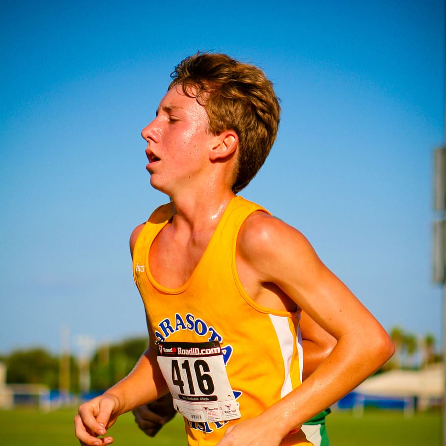 boy, yellow, arasota jersey, runner, jogger, jogging, young, exercise, fitness, athletic
