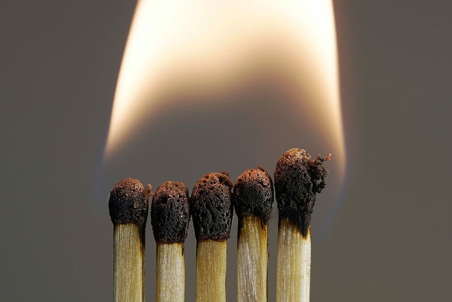 lighted match sticks, flare-up, smoke, match, burn, brand, sticks, fire, flame, hot