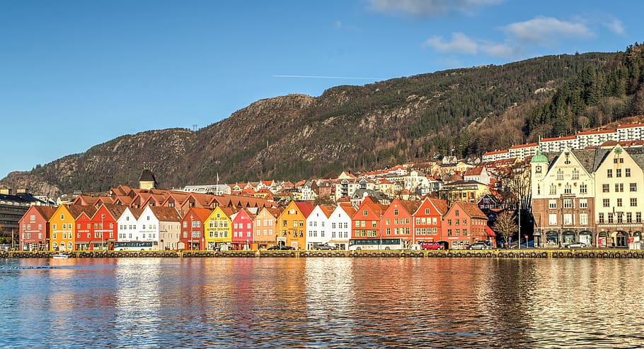 bergen, norway, scandinavia, city, europe, architecture, nature, mountains, travel, building