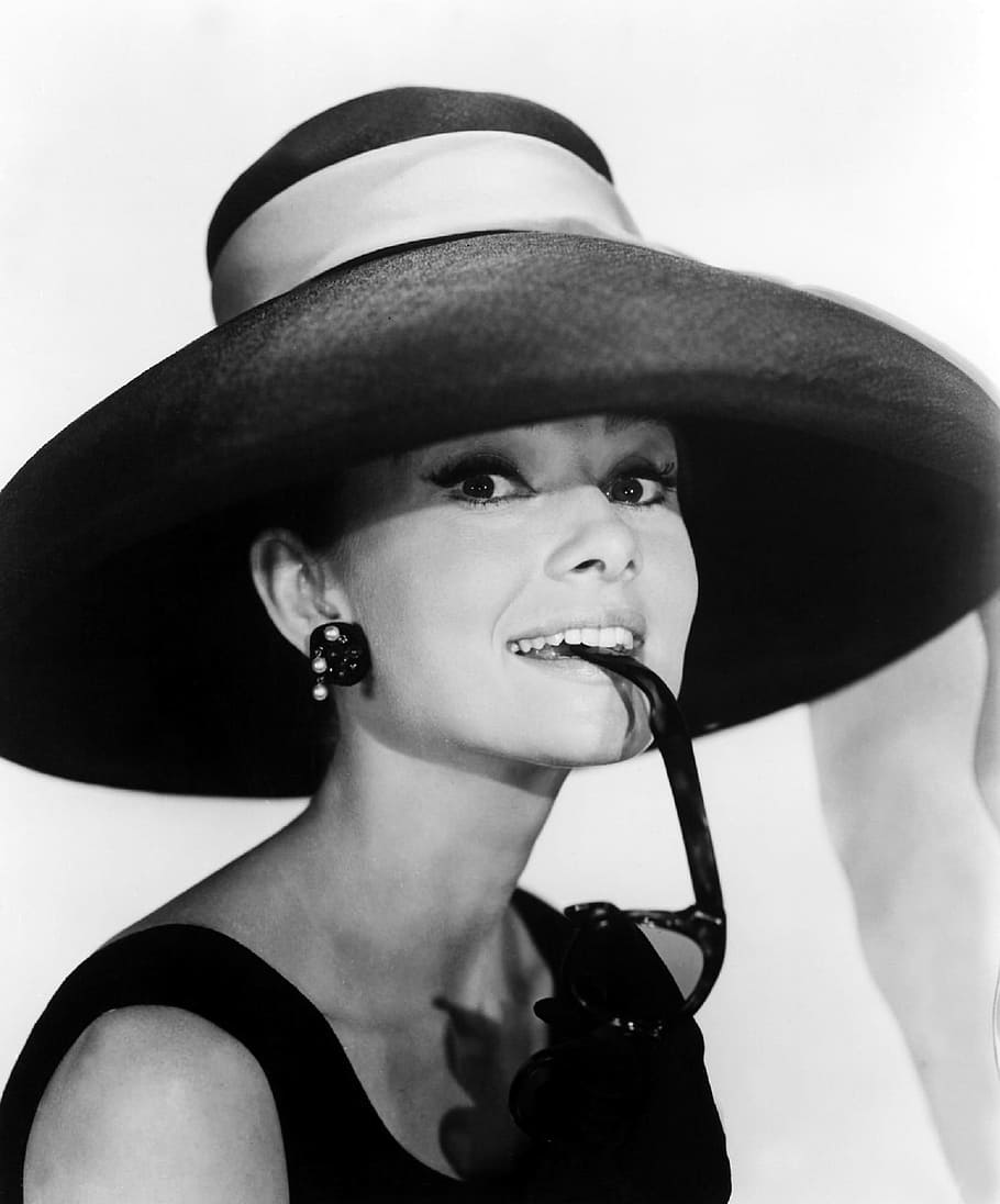 Audrey Hepburn, actress, movie, woman, person, portrait, publicity, black and white, monochrome, star