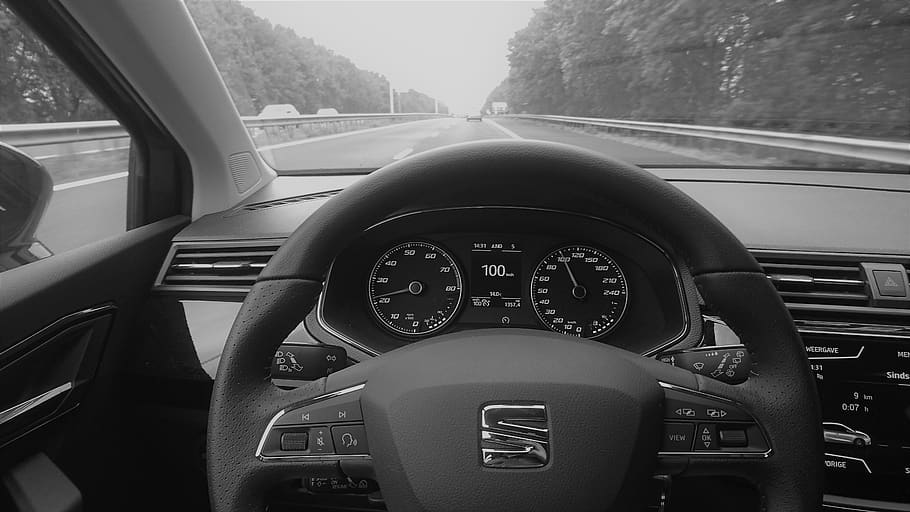 car, car interior, seat, seat ibiza, seat ibiza fr, fr, fr business intense, steering wheel, speedometer, tachometer