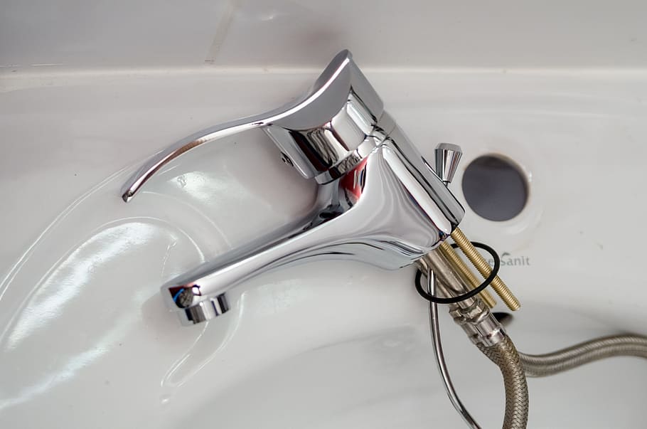Gray Faucet White Ceramic Bathtub Plumber Repair Battery