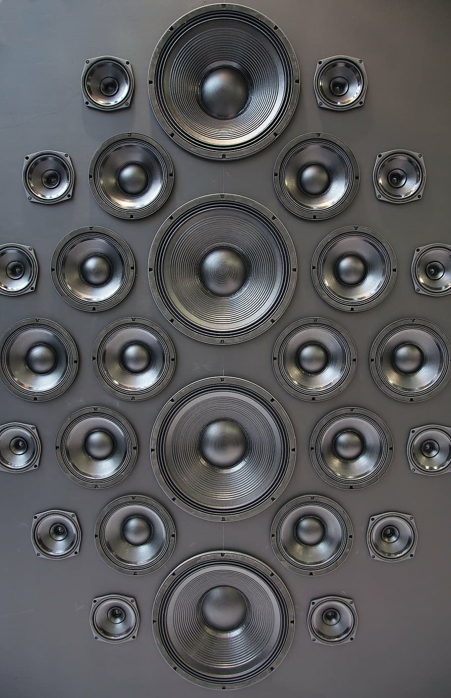 black speaker lot, speakers, music, box, sound, hifi, equalizer, amplifier, membrane, tweeter