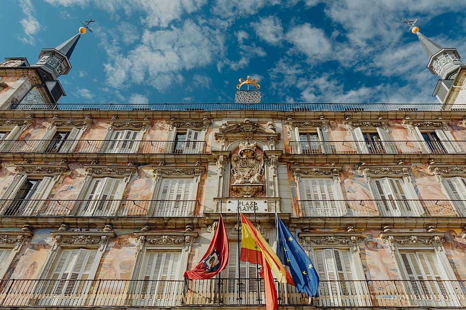 Ciudad, hito, Plaza, Alcalde, estatua, Rey, Philips, III, Madrid, España