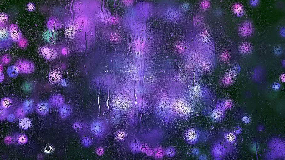 close, water droplets, bokeh photography, abstract, purple, background, texture, template, flooded, rain