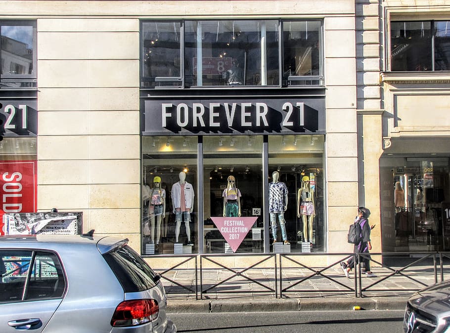 janela, manequim, loja de roupas, moda, marca, para sempre, 21, fachada, cidade, rua