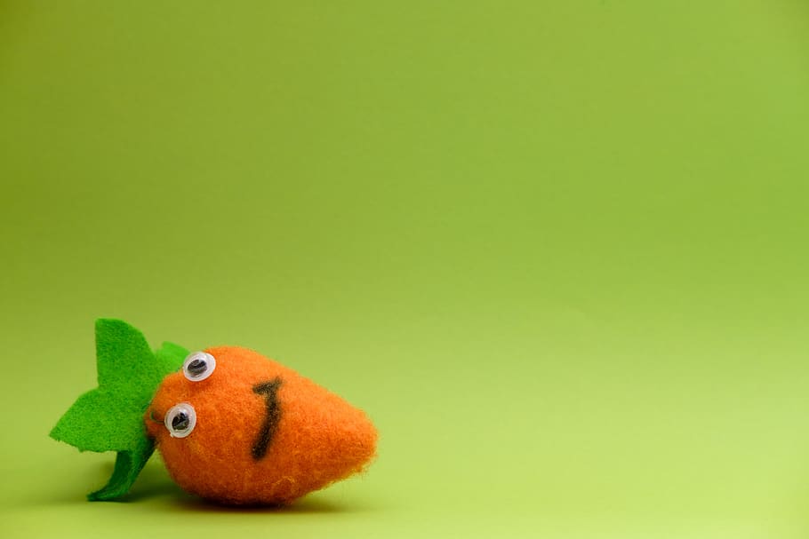 carrot, vegetables, felt, fabric, doll, toys, craft, tinker, tinkered, colored background
