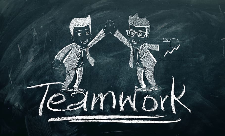 teamwork, team, success, board, chalk, personal, group, silhouettes, man, woman