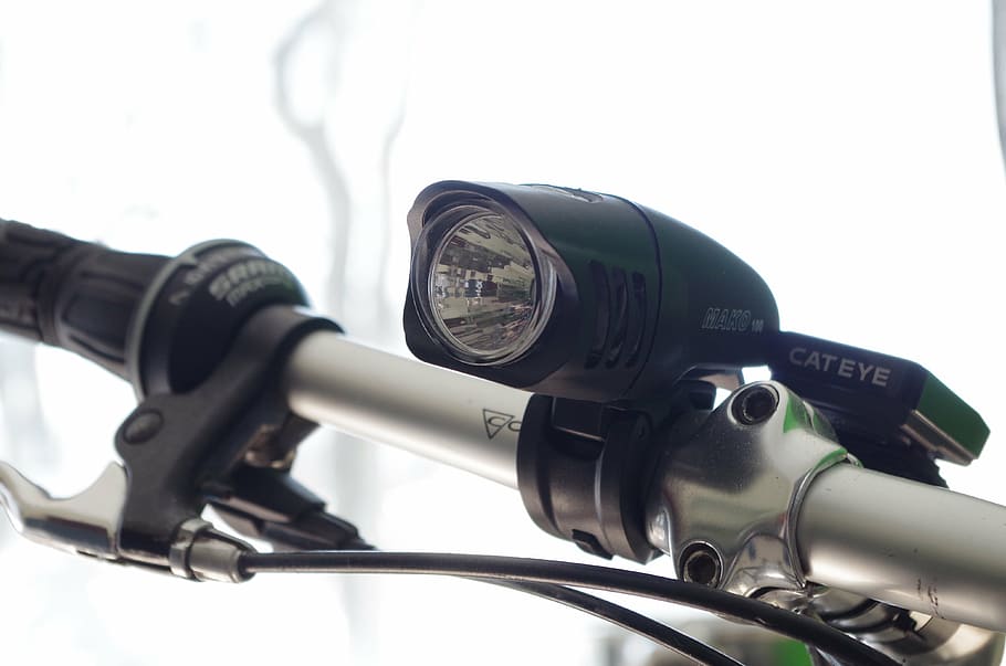 bike, handlebars, light, headlight, bicycle, white background, transportation, close-up, mode of transportation, fuel and power generation