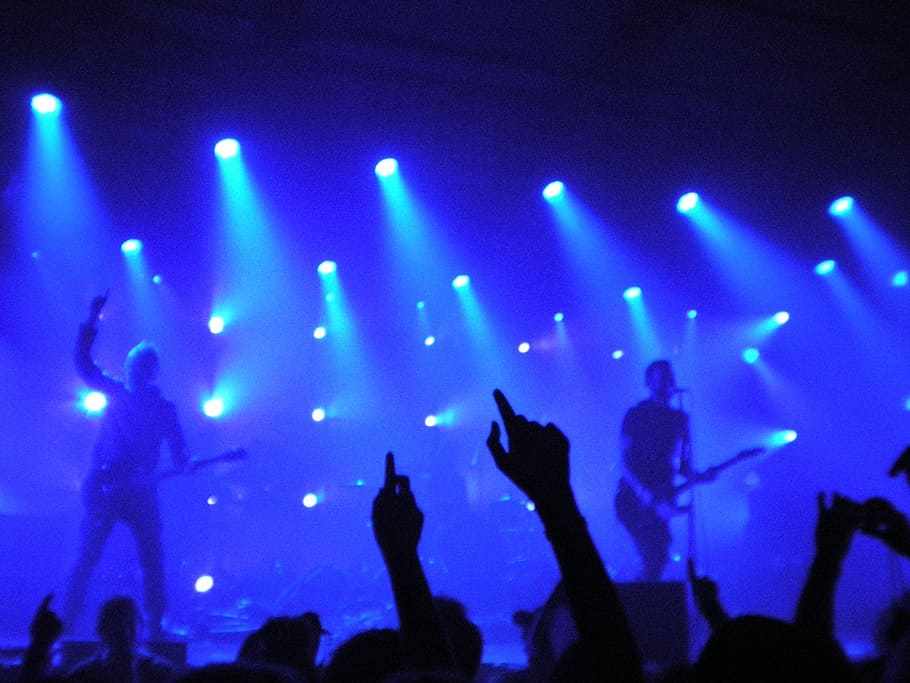silhouette photo, band, concert, performance, hard rock, guitarist, playing, guitar, entertainment, sound