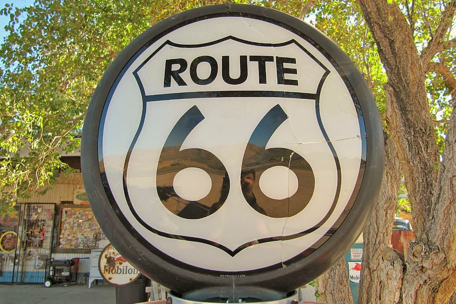 rute 66, usa, amerika, jalan ibu, perisai, jalan raya, plak, jalan utama amerika, pohon, komunikasi