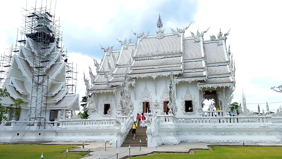 medida, Chiang Rai, Wat Rong Khun, Chiang Mai, Tailandia, blanco, el templo blanco, provincia de Chiang Rai, arquitectura, estructura construida