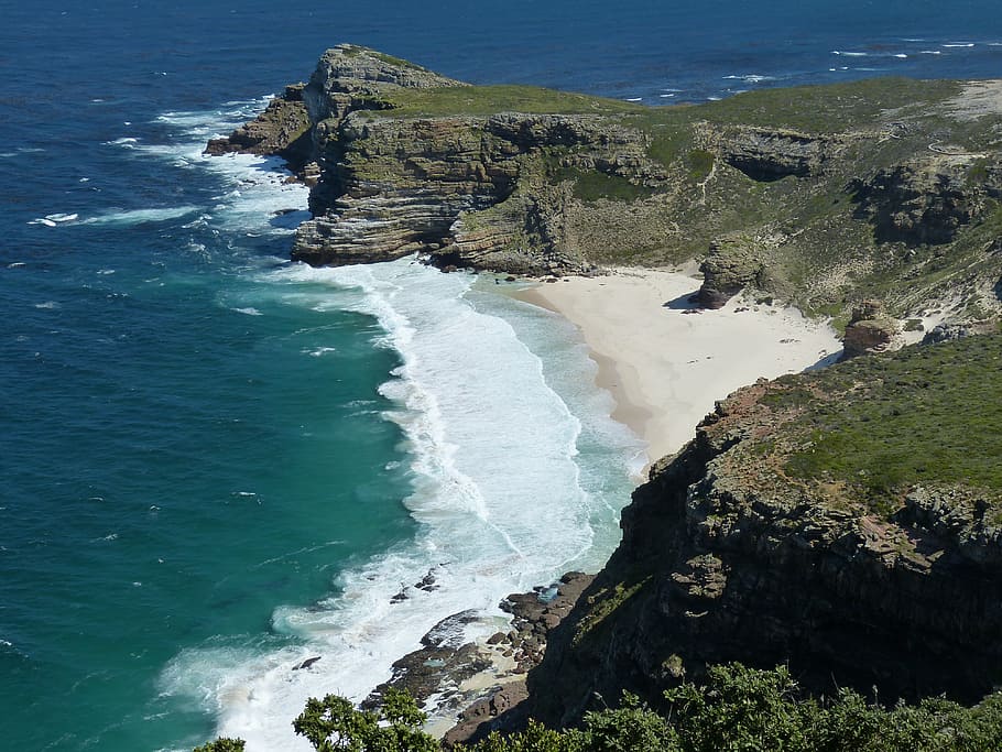 aerial, photography, cliff, sea, daytime, south africa, cape town, cape, cape peninsula, ocean