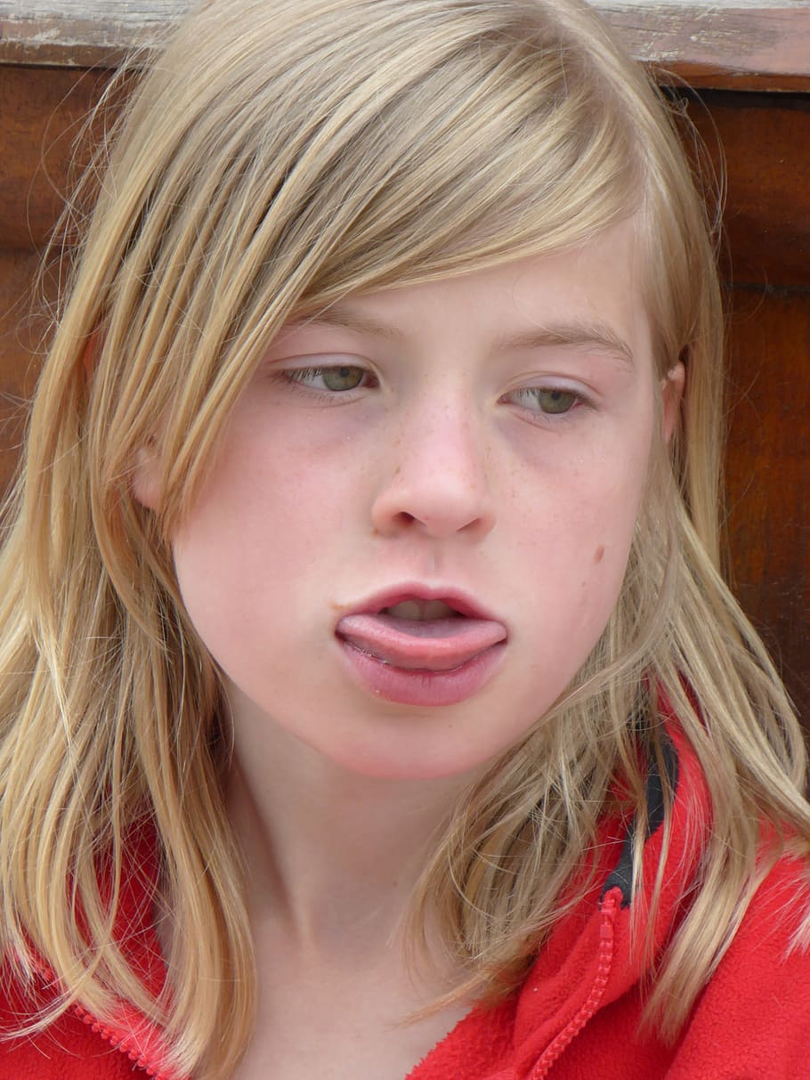 girl, tongue, consider, lick, rough trails, trouble, kess, puberty, face, blond