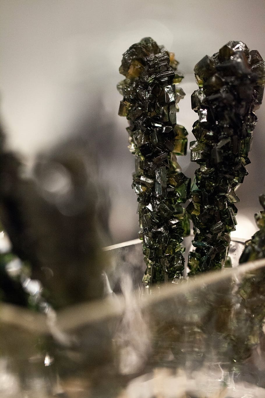 rock candy, stick, sugar, sweet, crystal, black, table, selective focus, close-up, day