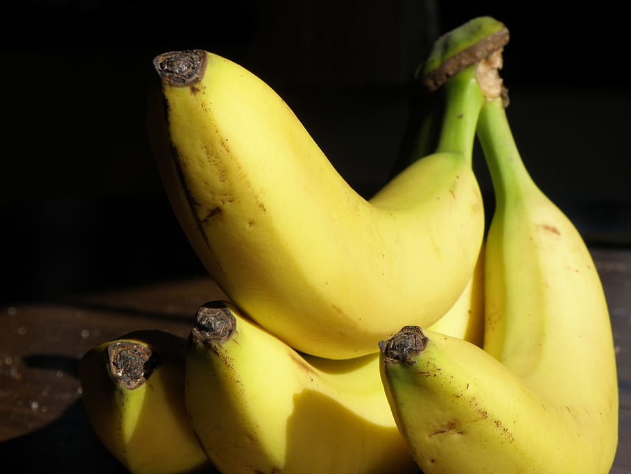 Plátanos, amarillo, racimo, fruta, comida y bebida, alimentación saludable, comida, Plátano, bienestar, frescura