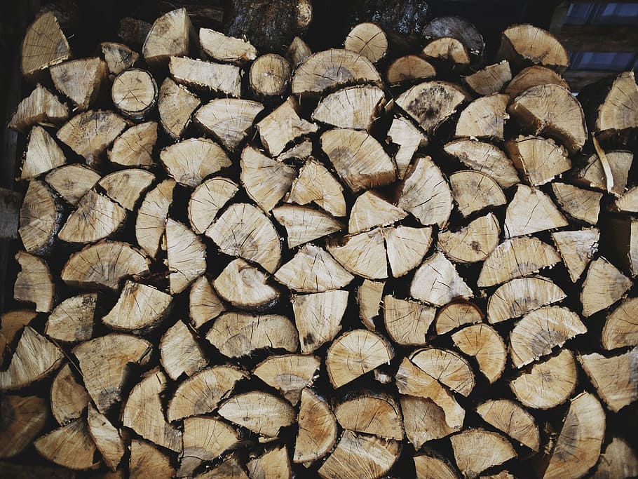 pile of firewoods, wood, brown, cuts, collection, trees, trunk, log, firewood, large group of objects