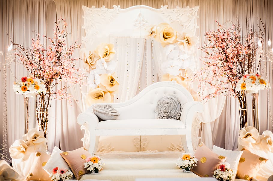 wedding, interior, design, flowers, decor, rose, candle, the ceremony,  light, decorative | Pxfuel