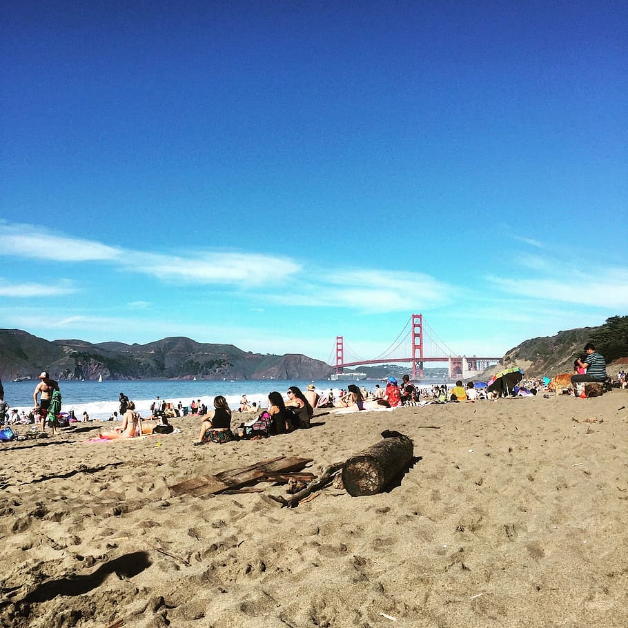 Baker Beach, Golden Gate, Océano, Puente, playa, hito, california, dorado, marea, famoso