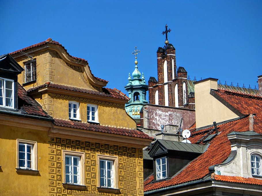 Warsawa, Kota Tua, warsaw, kamienica, townhouse berwarna, arsitektur, eksterior bangunan, struktur bangunan, langit, biru