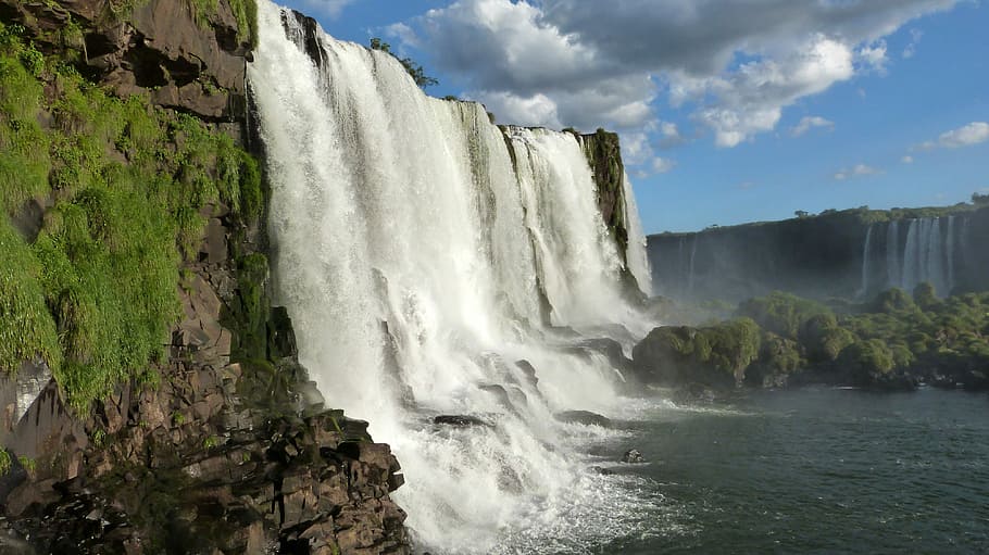 iguazu, falls, Side View, Iguazu Falls, Brazil, brasil, nature, public domain, scenic, waterfall