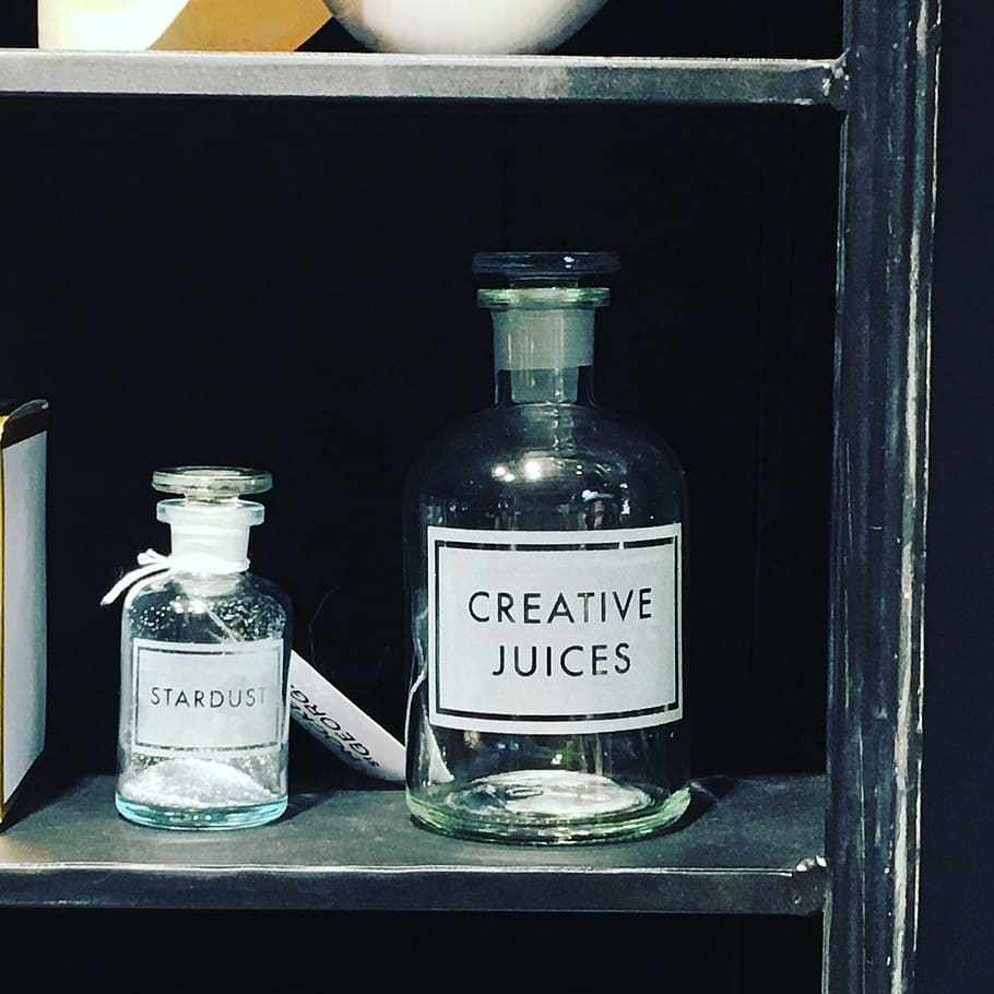 Creatividad, Creativo, Jugos, Botella, jugos creativos, ideas, inspiración, vidrio - Material, frasco, etiqueta