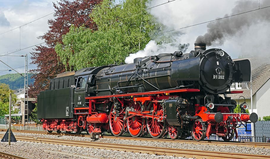 steam locomotive, express train, maintained, br01, br 01, 01202, shunting, train, railway, railway line