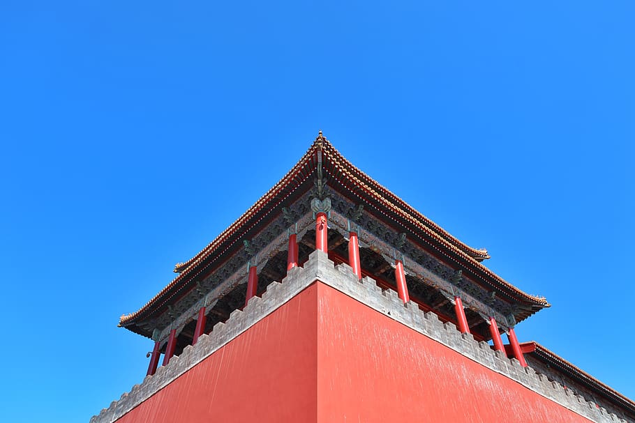 Beijing, China, edificio, el museo del palacio nacional, pared, Asia, arquitectura, el paisaje, palacio, estructura