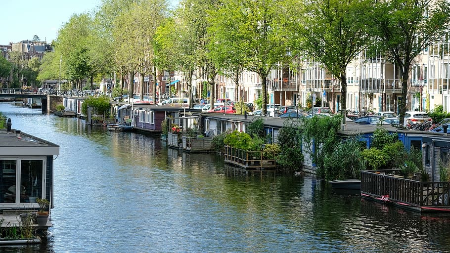 Amsterdam, Holanda, canal, bicicleta, centro de la ciudad, casco antiguo, canales, puente, Países Bajos, agua