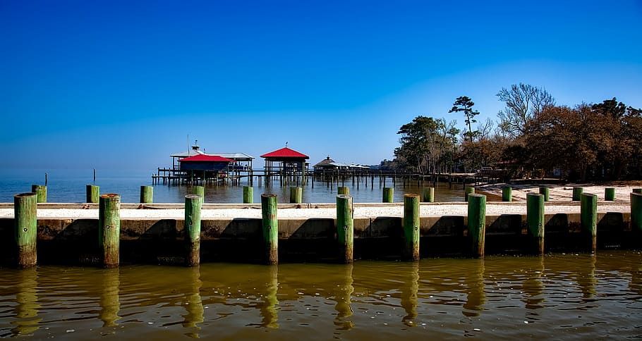 point clear, alabama, panorama, sea, ocean, dock, pier, boat storage, vacation, holiday