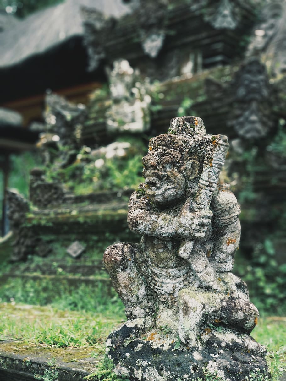 bali, temple, statue, religion, hindu, worship, sculpture, day, focus on foreground, tree
