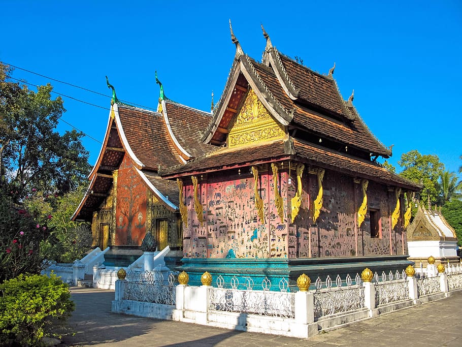 luang prabang, temple, laos, colorful, buddhist, asia, indo china, culture, architecture, built structure