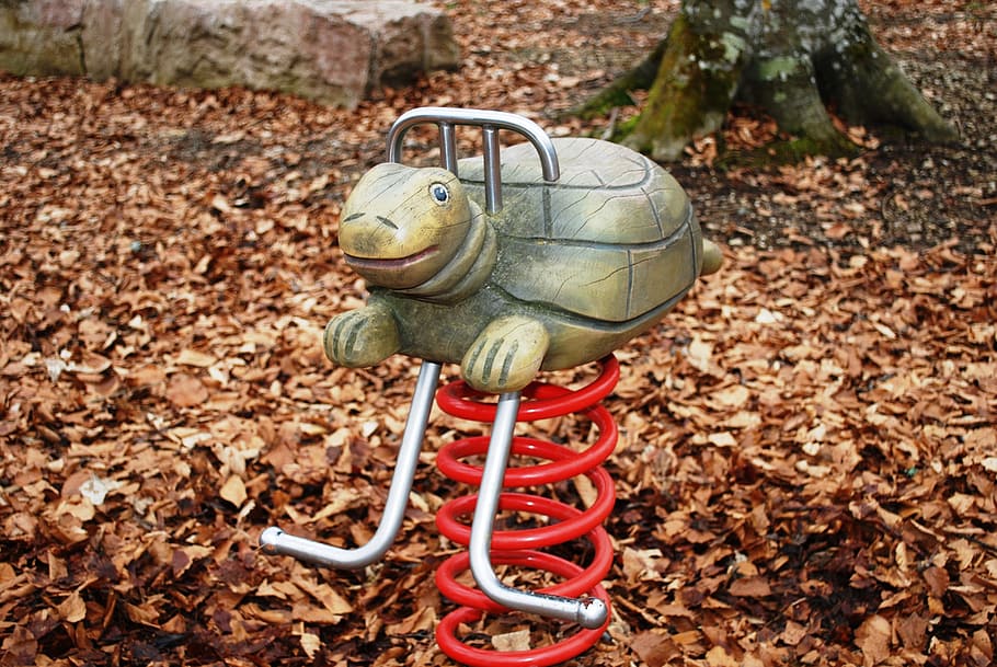 turtle, playground, reptile, ride, amusement, children, fun, toy, playing, play