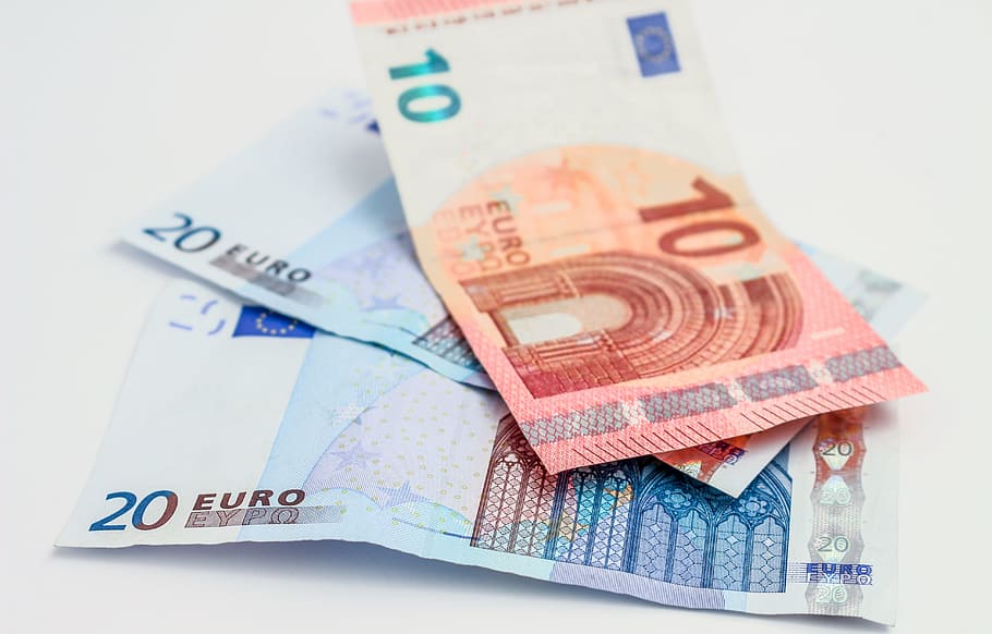 деньги, евро, банкноты, векселя, валюта, бумажные деньги, 20 евро, 10 евро, бумажная валюта, финансы