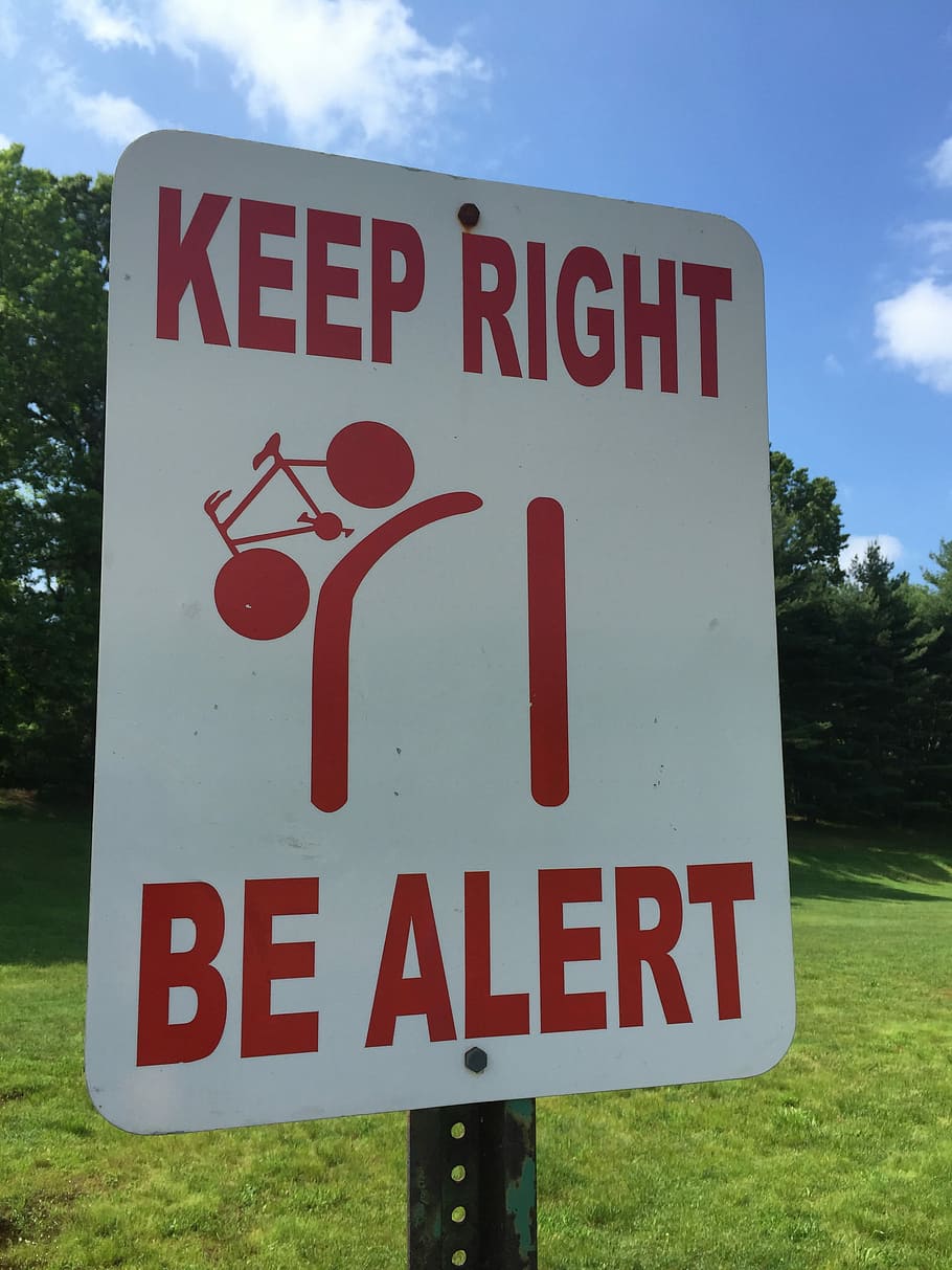Sign, Keep Right, Alert, keep right sign, be alert sign, signage, red, text, sky, danger